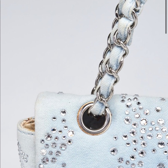 Chanel Baby Blue Quilted Denim and Swarovski Crystal Embroidered Medium Flap Bag - Picture 6 of 13